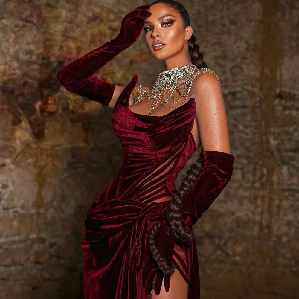 ~Soigné Red Wine:Velvet Corset Gown~